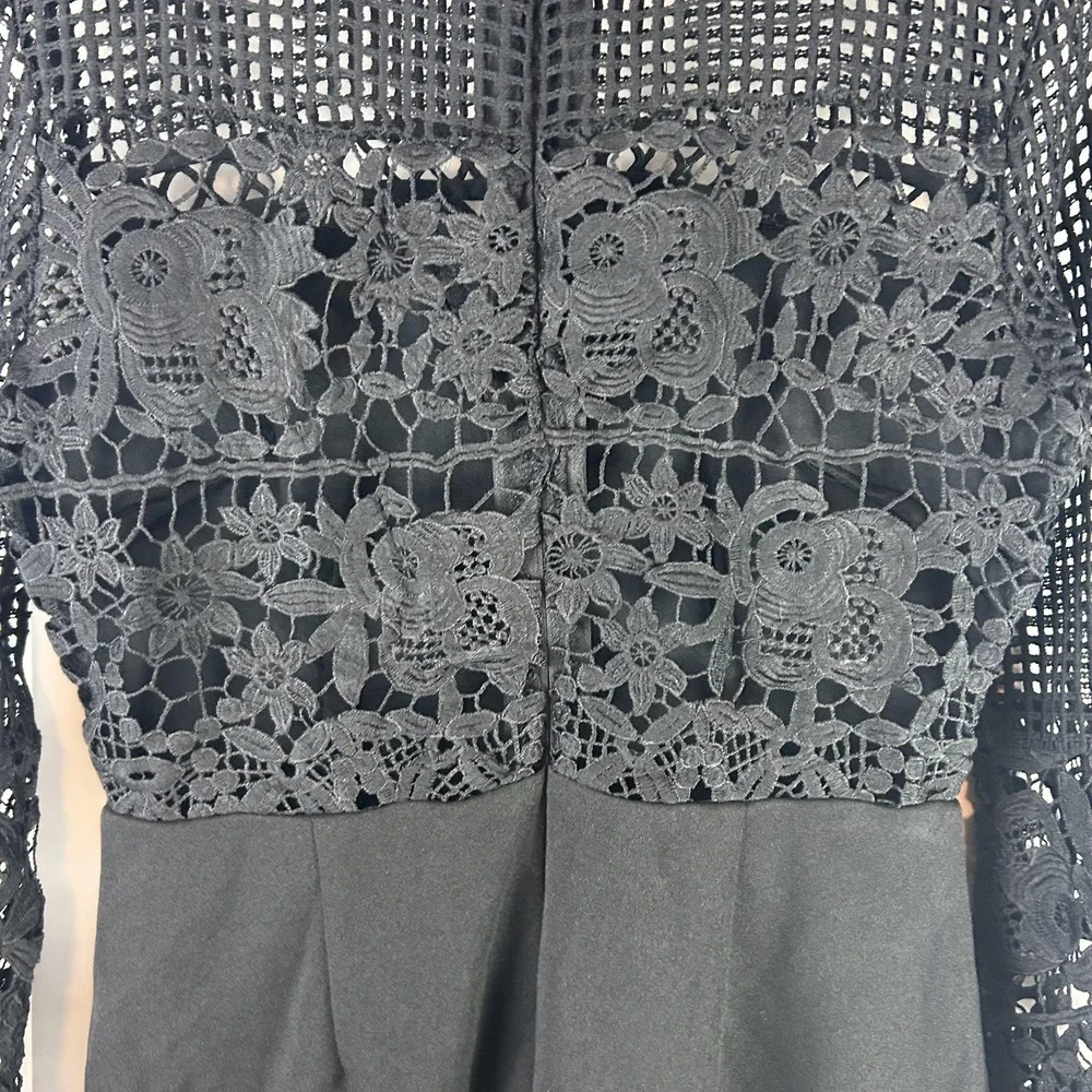Soieblu Dress Womens Medium Black Lace Bell Sleeve‎ Bodycon Mini S17023